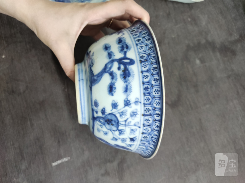 明 青花松竹梅纹碗一对 - 图9
